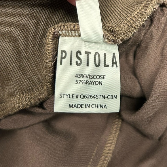 Pistola Chocolate Brown Cargo Pants Pull On Silky Satin Pockets Size Small - Picture 7 of 8